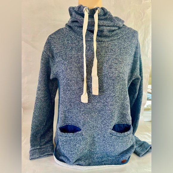 Roxy Tops - Roxy Navy Blue Snowflake Cowl Neck soft Terry Sweatshirt Top S Small